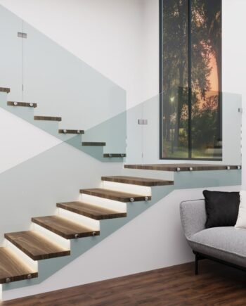 LORENZO Classic|стеклянное ограждение лестницы на точечных креплениях из закаленного прозрачного стекла