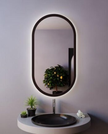 Зеркало в раме LOFT овальное с подсветкой (90 х 50 см)