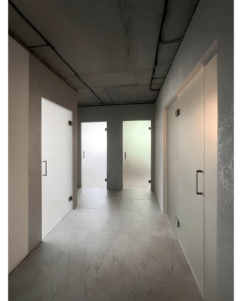 ALBERTO Classic|door to the medical centre without frame on the hinges frosted glass