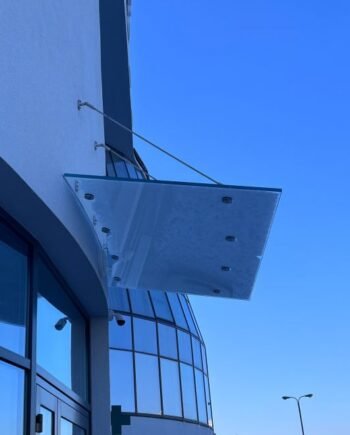 Canopy glass canopy visor on cables for the entrance (21) buy with delivery in Ukraine - splenko.com