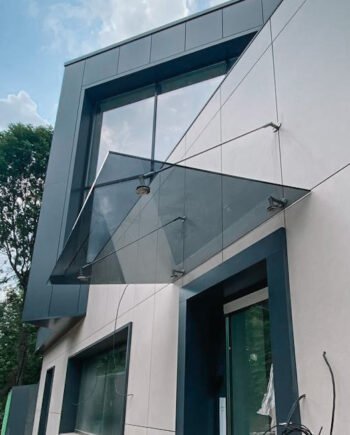 Навіс скляний для входу на вантах зі скла графіт (23) купити з доставкою в Україні - splenko.com