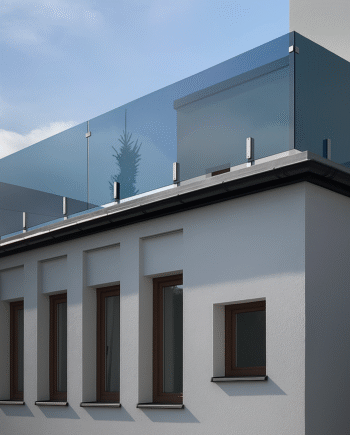 GUSTAVO|стеклянное ограждение на террасу на усиленных стойках из закаленного тонированного стекла графит