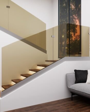 RICCARDO Classic|стеклянное ограждение лестничных маршей в зажимном профиле из закаленного тонированного стекла бронза