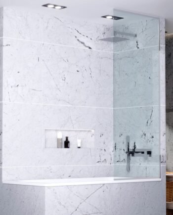 FEDERICA RAL|glass bathroom curtain up to the ceiling