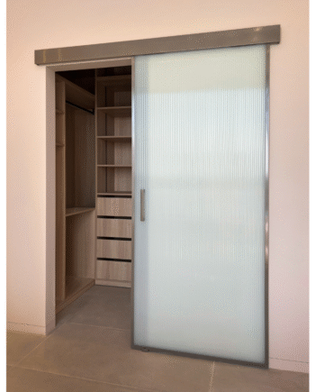 DAVID Beige|двері скляні розсувні зі скла флутс з матуванням