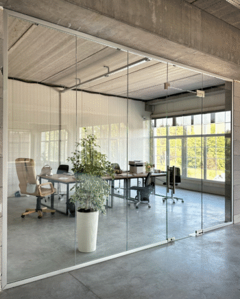 FELIX|офисная перегородка с маятниковой дверью и фрамугой по центру (7) купить с доставкой в Украине - splenko.com