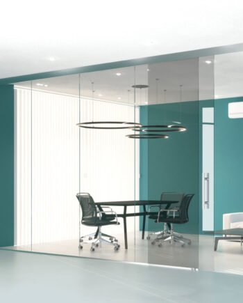 TEODOR|перегородка стеклянная с раздвижными дверями сбоку