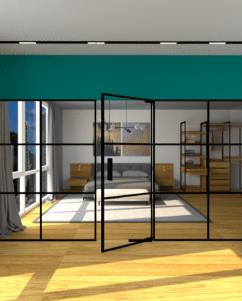 VILLIAM Loft|перегородка скляна з маятниковими дверима по центру (39) купити з доставкою в Україні - splenko.com