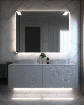 Дзеркало прямокутне із заокругленими кутами та з фоновим підсвічуванням (60 х 80 см)