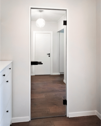 ADRIANO White| glass mirror triplex door in white aluminium frame