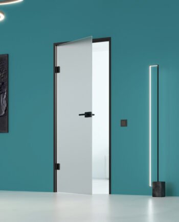 ADRIANO Black|двери в черном алюминиевом коробе из матированного стекла