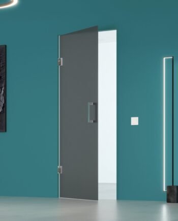 ALBERTO Classic|двери межкомнатные без короба на петлях из стекла графит с матированием