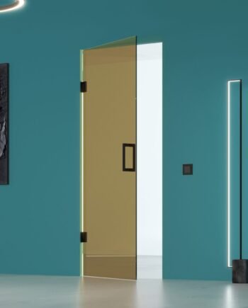 ALBERTO Black| interior door without frame on hinges with black fittings and tinted glass bronze