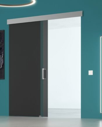 DAVID Classic|Glass sliding door with top rail in frosted glass graphite