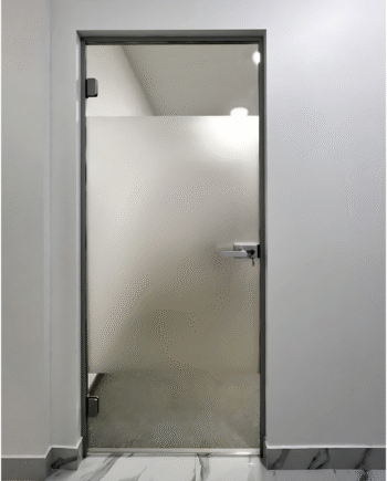 ADRIANO Classic|двері скляні з матованою полосою в офіс в алюмінієвому коробі (8) купити з доставкою в Україні - splenko.com