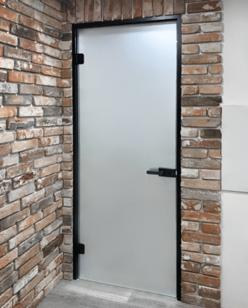 ADRIANO Black interior door in black aluminium frame with frosted glass