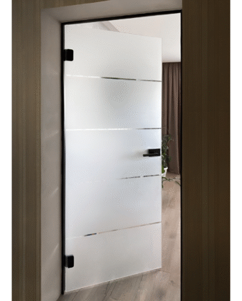 ADRIANO Black|двері міжкімнатні в чорному алюмінієвому коробі з матованого скла зі смугами (9) купити з доставкою в Україні - splenko.com