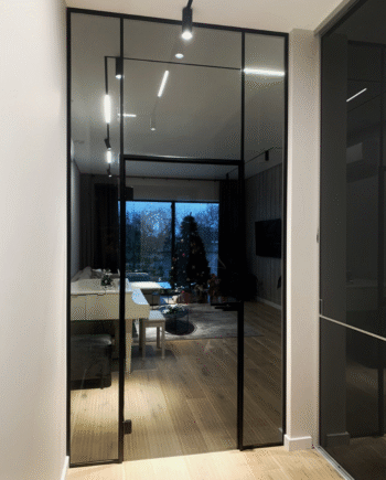 DEMETRIO Loft|перегородка стеклянная с распашными дверями в коробе в стекле графит (7) купить с доставкой в Украине - splenko.com