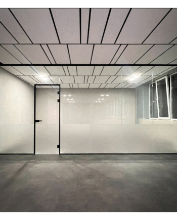 DEMETRIO Loft|перегородка скляна з розпашними дверима в коробі з частковим матуванням (9) купити з доставкою в Україні - splenko.com