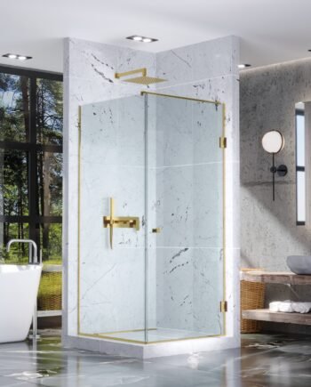 CLARA Gold|стеклянная распашная угловая душевая кабина