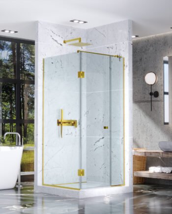 LIA Gold|скляна кутова душова кабіна з розпашними дверима (8) купити з доставкою в Україні - splenko.com