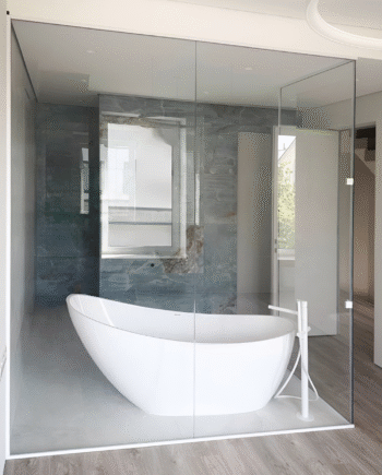 ANTONIO White|стеклянная перегородка неподвижная угловая с белой фурнитурой стекло прозрачное