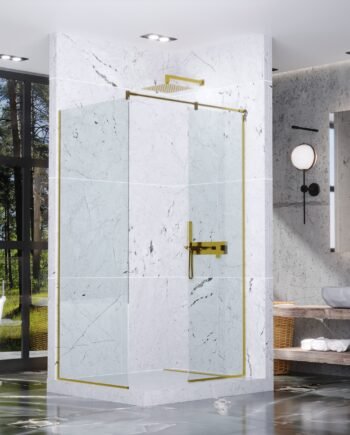 AGNESSA GOLD|стеклянная неподвижная душевая перегородка