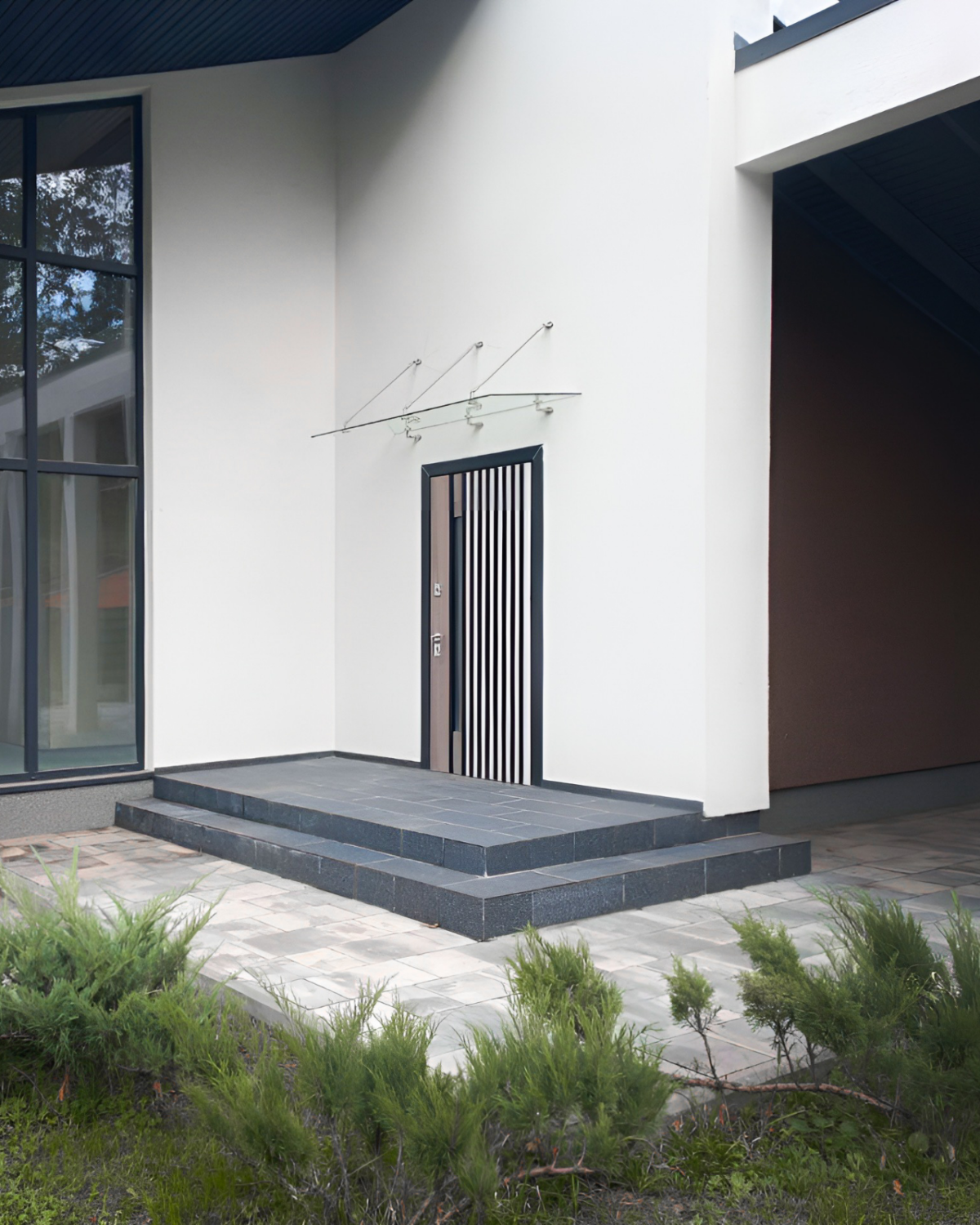 Fabrizio|скляний навіс над входом на трьох вантах — загартоване прозоре скло (6) купити з доставкою в Україні - splenko.com Fabrizio|скляний навіс над входом на трьох вантах — загартоване прозоре скло (6) купити з доставкою в Україні - splenko.com