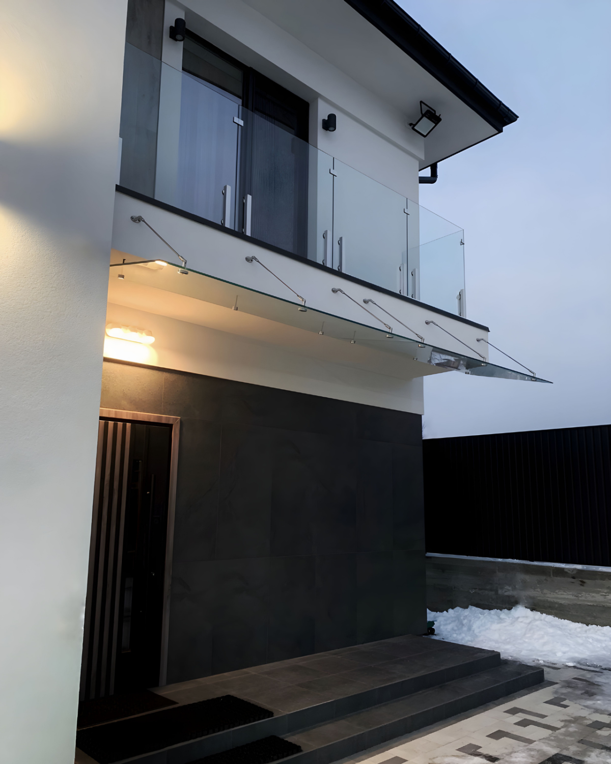 Fabrizio|скляний навіс над входом на трьох вантах — загартоване прозоре скло (29) купити з доставкою в Україні - splenko.com Fabrizio|скляний навіс над входом на трьох вантах — загартоване прозоре скло (29) купити з доставкою в Україні - splenko.com