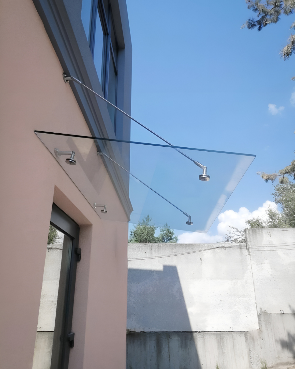 Fabrizio|скляний навіс над входом на двох вантах — загартоване прозоре скло (11) купити з доставкою в Україні - splenko.com Fabrizio|скляний навіс над входом на двох вантах — загартоване прозоре скло (11) купити з доставкою в Україні - splenko.com