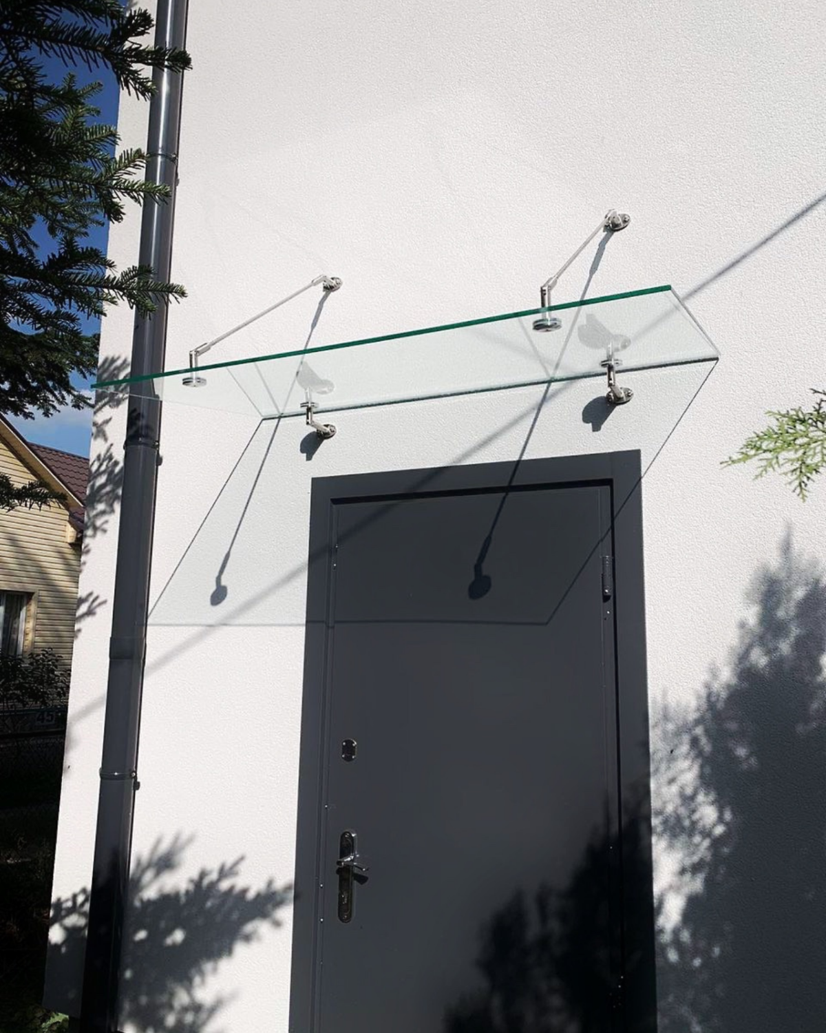 Fabrizio|скляний навіс над входом на двох вантах — загартоване прозоре скло (6) купити з доставкою в Україні - splenko.com Fabrizio|скляний навіс над входом на двох вантах — загартоване прозоре скло (6) купити з доставкою в Україні - splenko.com