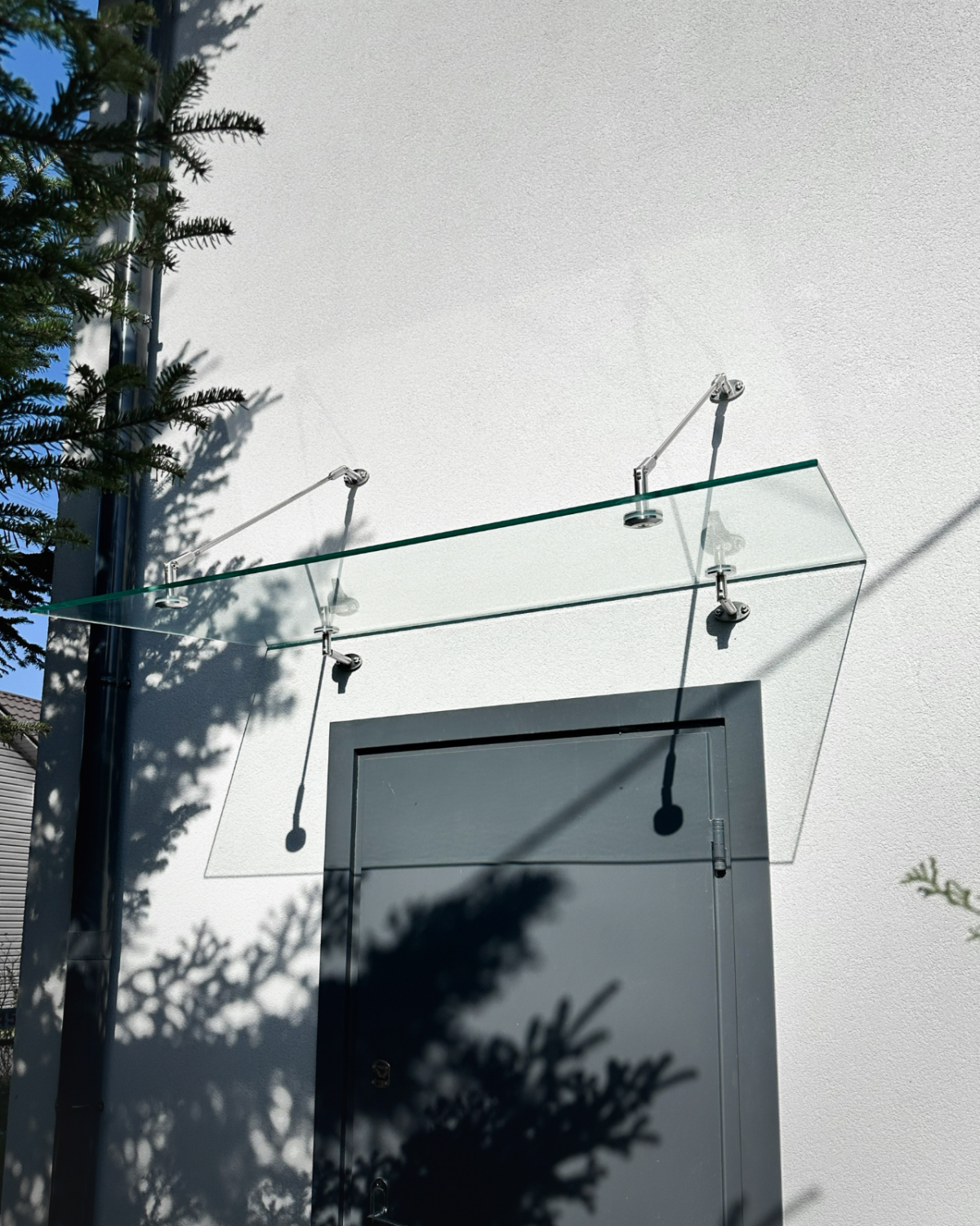 Fabrizio|скляний навіс над входом на двох вантах — загартоване прозоре скло (5) купити з доставкою в Україні - splenko.com Fabrizio|скляний навіс над входом на двох вантах — загартоване прозоре скло (5) купити з доставкою в Україні - splenko.com