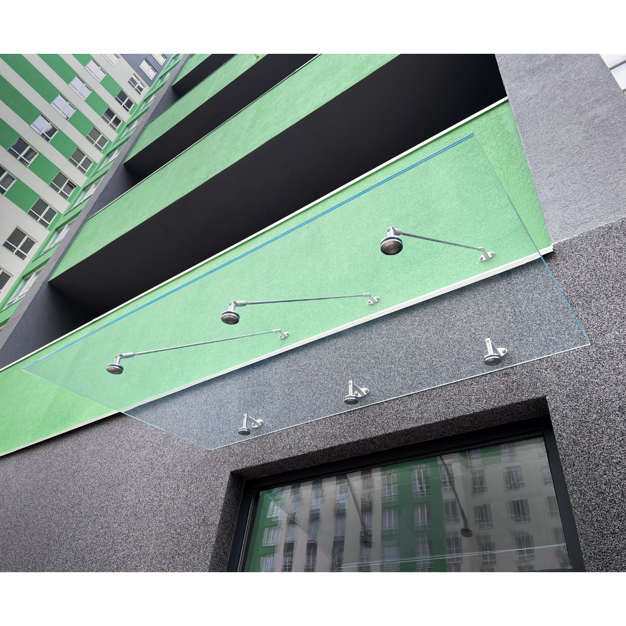 Fabrizio|скляний навіс над входом на трьох вантах — загартоване прозоре скло (26) купити з доставкою в Україні - splenko.com Fabrizio|скляний навіс над входом на трьох вантах — загартоване прозоре скло (26) купити з доставкою в Україні - splenko.com