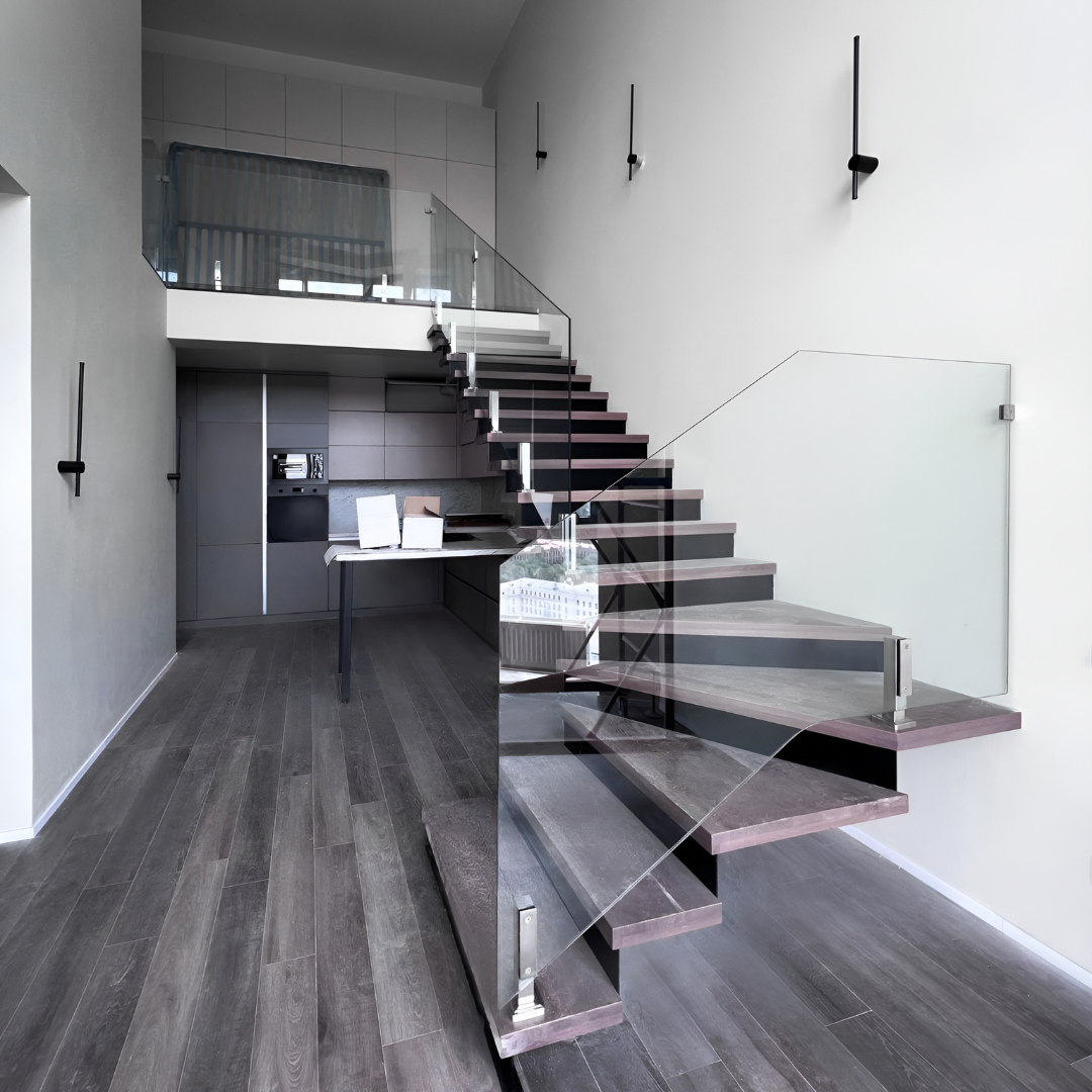 GUSTAVO Classic| glass fence for staircases on reinforced posts made of tempered clear glass (19) buy with delivery in Ukraine - splenko.com GUSTAVO Classic| glass fence for staircases on reinforced posts made of tempered clear glass (19) buy with delivery in Ukraine - splenko.com