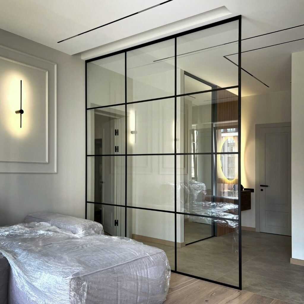 Скляна перегородка для спальні