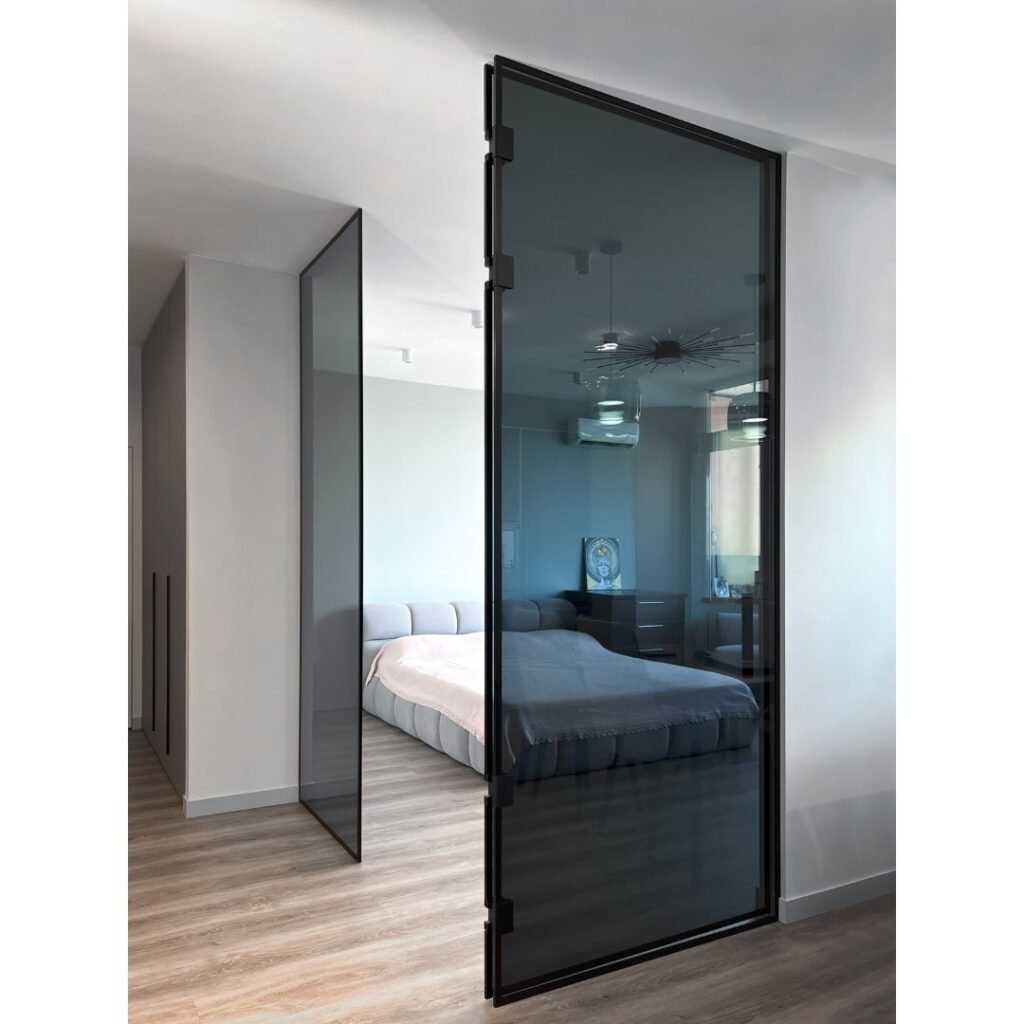 Кутова скляна перегородка для спальні