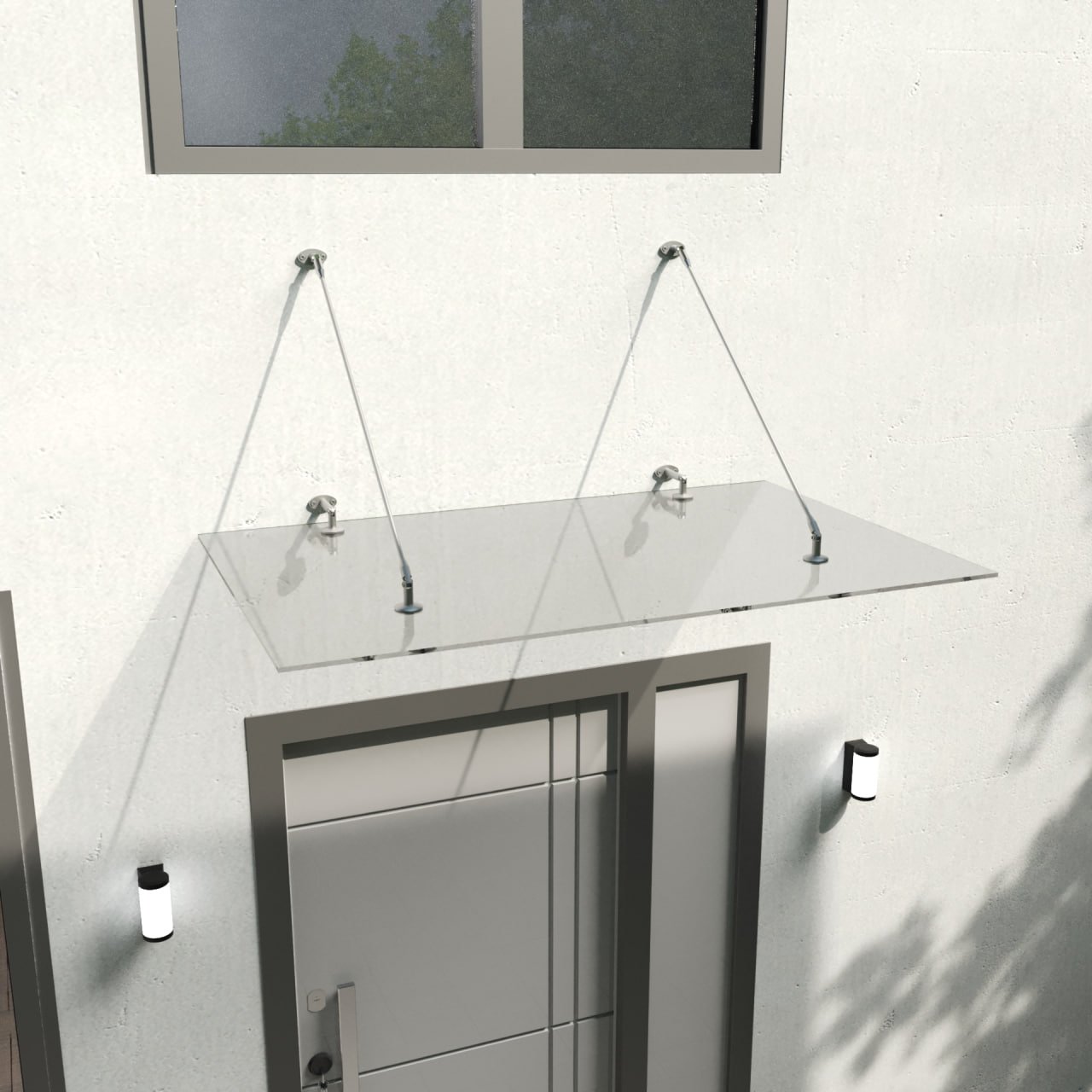 Fabrizio|скляний навіс над входом на двох вантах — загартоване прозоре скло (4) купити з доставкою в Україні - splenko.com Fabrizio|скляний навіс над входом на двох вантах — загартоване прозоре скло (4) купити з доставкою в Україні - splenko.com