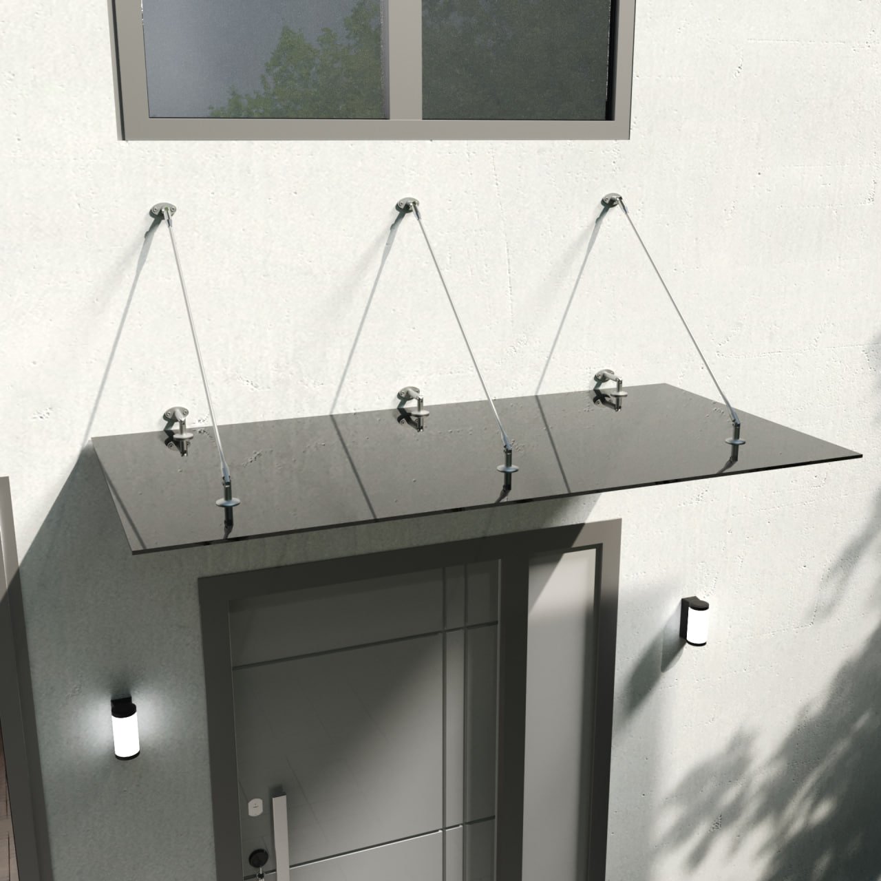 Fabrizio|скляний навіс над входом на трьох вантах — загартоване скло графіт (4) купити з доставкою в Україні - splenko.com Fabrizio|скляний навіс над входом на трьох вантах — загартоване скло графіт (4) купити з доставкою в Україні - splenko.com